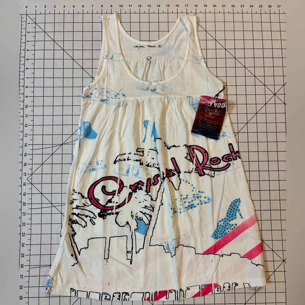 NWT Christian Audigier Women’s Size Small Crystal Rock Hollywood Shirt